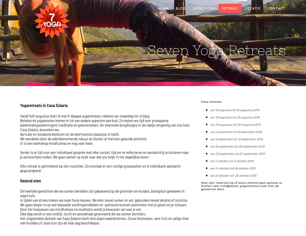 Portfolio Bliss, Seven yoga retreats